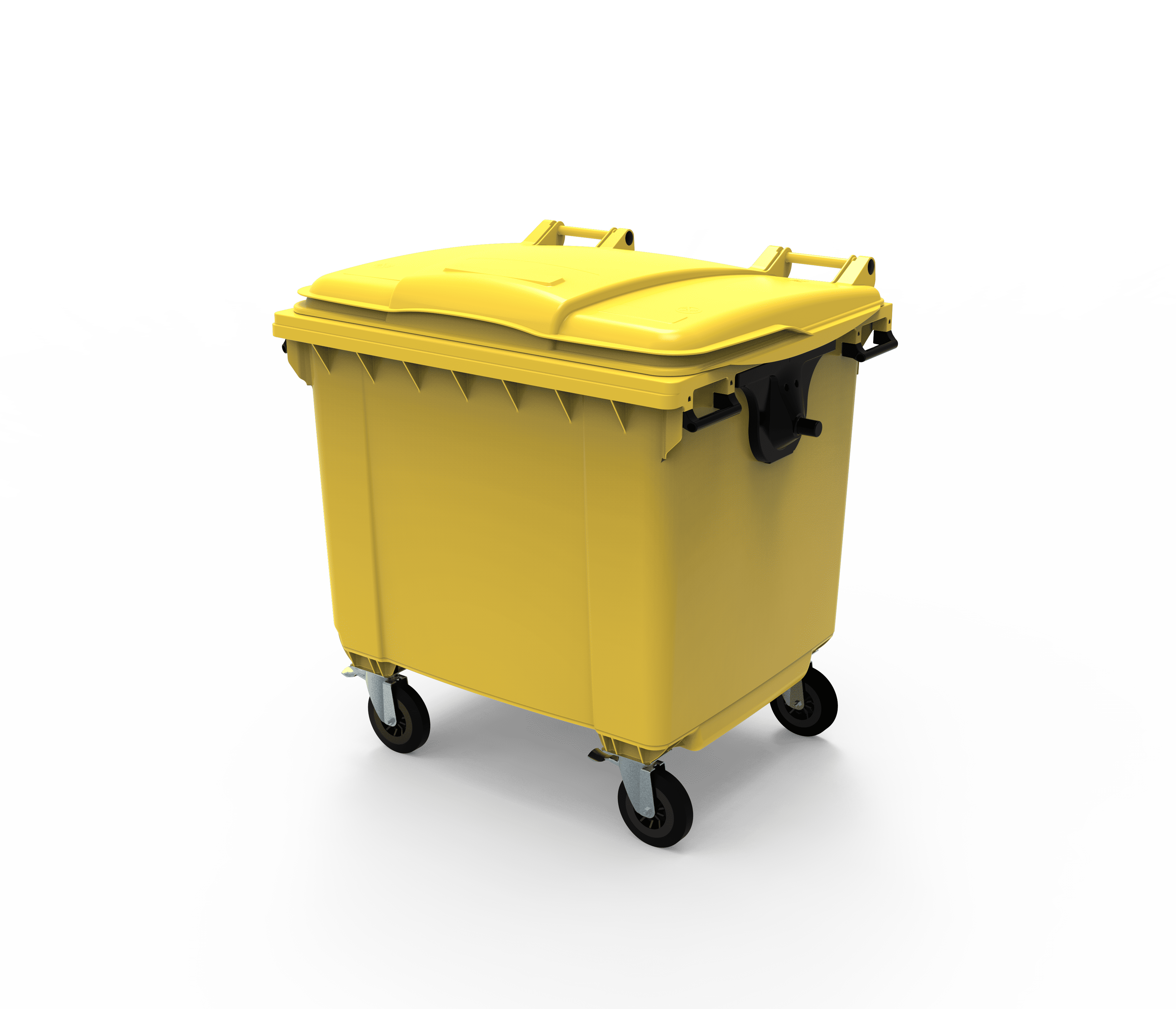 Контейнер для ТПВ, ESE, 1100 л, з плоскою кришкою, жовтий, із замком